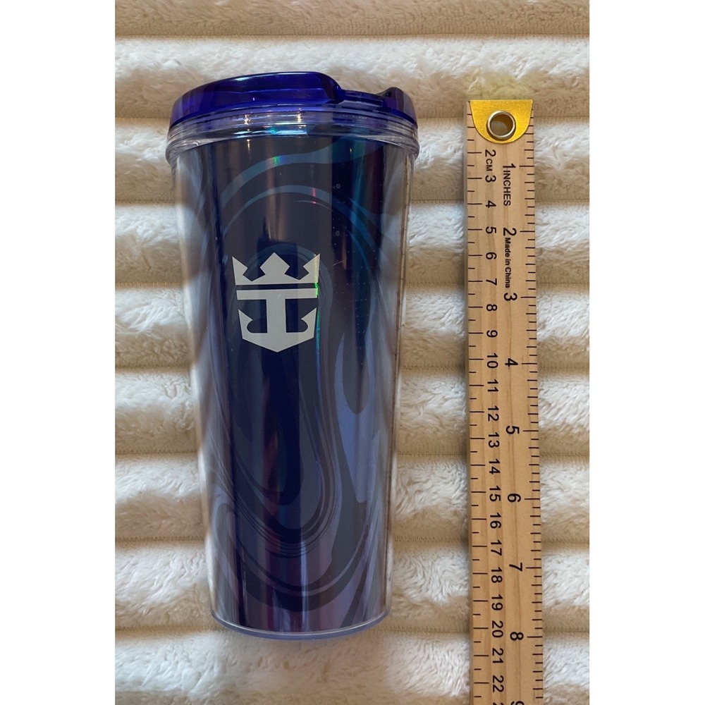 Royal Caribbean Coca-Cola Blue Holographic Swirl Travel Tumbler Cup with Lid